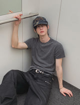26SS★ [PLAN MADE] バーベル マッスルフィット リブ ハーフ Tシャツ