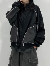 piping mesh blouson jacket