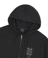 ニードルワークフーディージップアップ - Black