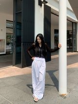 クラウドステップス バンディングシャーリングワイドロングパンツ(2 colors)
