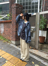 [unisex] シルフィード オーバーフィット チェック ウィンドブレーカージャケット