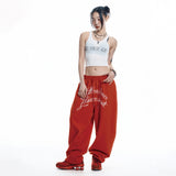 レタリングバルーンスウェットパンツ - RED