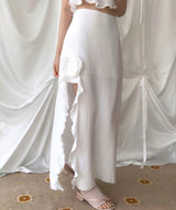 [ white mood ] one - rose veil long chiffon sk