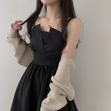 Mag Tulip Smoke Back Ribbon Mini Pumpkin Dress (2 colors)