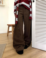 Bowling Corduroy Wide Leg Snap Button Pants