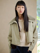 OLIVE COLLAR SHORT JACKET