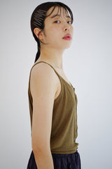 Linen blend Cutout top, Brown