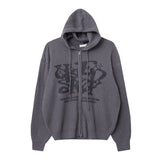 LAS Lettering Printed Hooded Zip-Up Knitwear (4 colors)