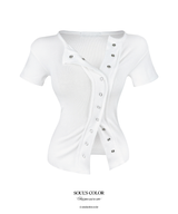 Kelly Snap Button Ribbed Top (4color)