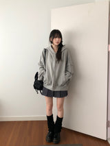 スタッズ付きツーウェイフードジップアップ (3 colors)