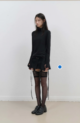 モックネックTシャツ/ブラック