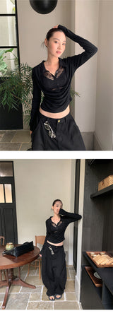 Pure Fake See-Through Two-Piece Long Sleeve T-Shirt