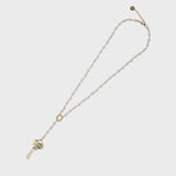  KEY & BEADS NECKLACE (PEARL WHITE)