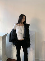 Luna Skin Off-Shoulder Cable Slim-Fit Knit