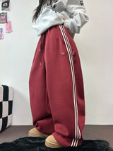FLEECE❤TRACK LINE 3 LINE LONG PANTS ❤🖤🤍💙🩶5COLOR