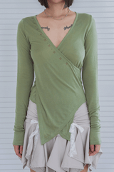 stone v neck t _ green