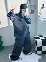 OVER HIP WIDE CARGO PANTS💚🖤🩶 - 3 COLORS
