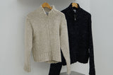 Multicolor high neck knitwear zip-up cardigan