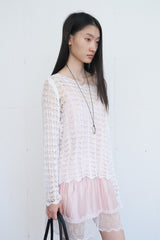 Wave Lace Pattern Knit (White)
