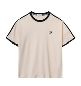 タニエンブロイダリーパターンワッフルトラックボクシーフィット半袖Tシャツ