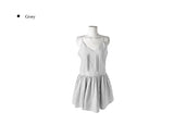Omk Pintuck V-Neck Flare Sleeveless One Piece
