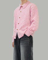 Pie knit collar cardigan
