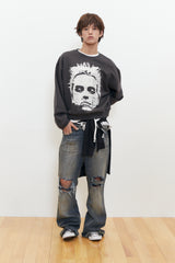 Vintage Bigface Crop Sweatshirt (Charcoal)