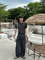Olin linen indigo half shirts