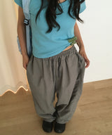 Benty Side Pintuck Big Balloon Wide Fit Nylon Long Pants 2 Colors