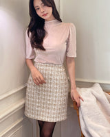 25FW★ Shumed Pearl Tweed H-Line Mini Skirt