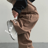 パーピッチ スエード ピンタック ワイドカーゴパンツ