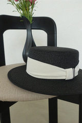 MONO RIBBON STRAW BOATER HAT