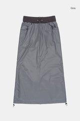 Hem side shirring nylon long skirt