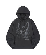 Angel Stud Overfit Hood Zip-Up - CHARCOAL