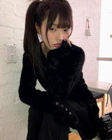 Rodan Angora round-neck fur cardigan