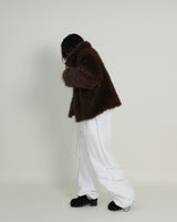 Rachel Two-Belt Detail Short Length Fur Jacket (Lining Quilted)