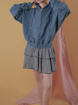 Fluffy double skirt_stripe black