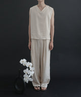 [DOJINOI] LINEN WIDE PANTS OATMEAL