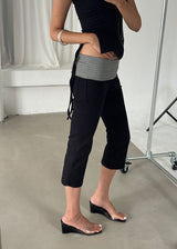 STRIPE FOLDING CAPRI PANTS