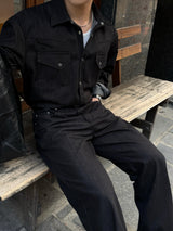 Leaf denim western shirt