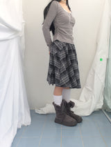 Charcoal Blend Checkered Layered Skirt