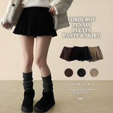 Jeton corduroy skirt pants pleats mini skirt