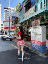 Check Floral Flare Mini Pants Skirt