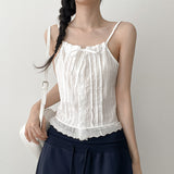 Ribbon Sleeveless Loen Bustier Top Lace Sleeveless Top (3 colors)