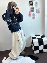 トッポッキユニークスナップバルーンコーデュロイロングパンツ 🤍🤎🧸🖤2カラー