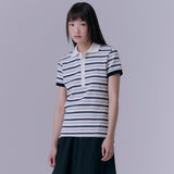 ストライプピケリブTシャツ (MULTI)