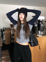 Dutz Raglan Color Matching Slim Fit Long Sleeve Knit