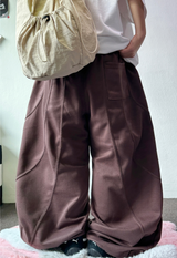 KOREAN/HIGH QUALITY 🤍🩶 AURA RIVET SEMI BALLOON WIDE LONG PANTS 🩶🤎🖤🤍 - 4 COLORS