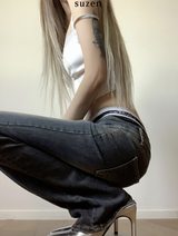 bandage y2k low-waist bootcut pants