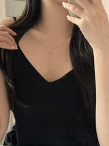 [2 color] ribbon slide snake rope necklace